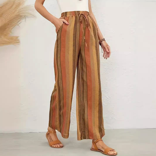 Striped Women's Loose Harem Pants Retro Artistic Thin