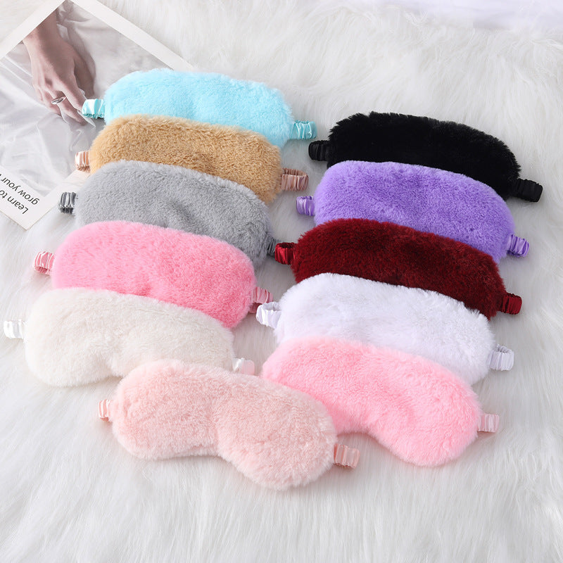 Rabbit Fur Eye Mask Autumn And Winter Comfortable Skin-friendly Artificial Silk Eye Shield Blackout Sleep