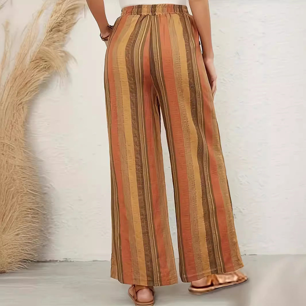 Striped Women's Loose Harem Pants Retro Artistic Thin