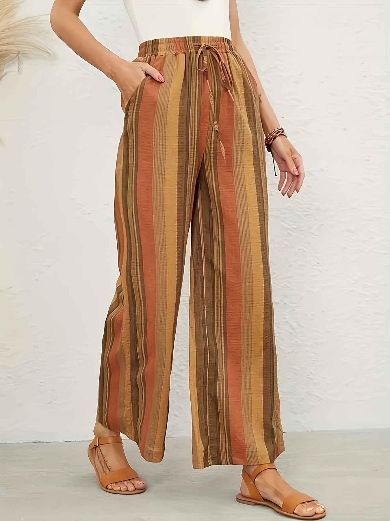 Striped Women's Loose Harem Pants Retro Artistic Thin