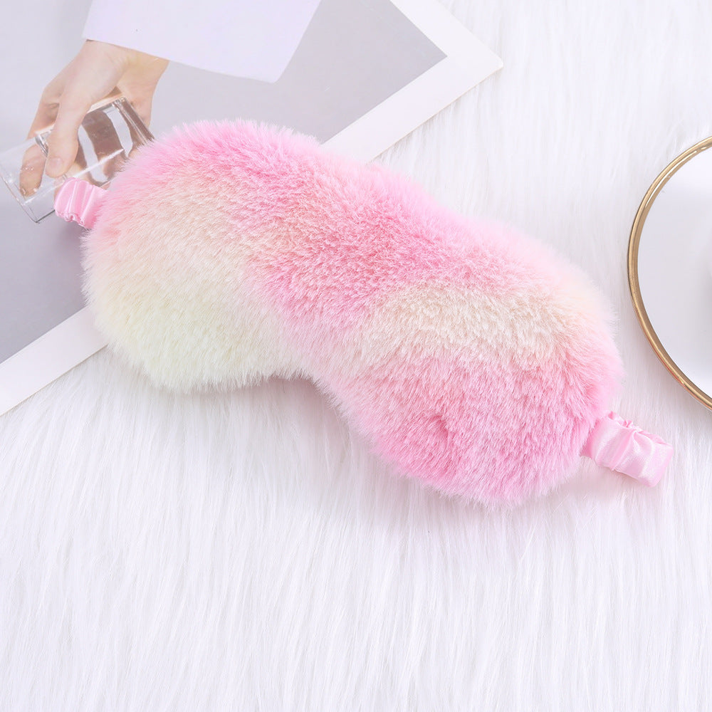 Rabbit Fur Eye Mask Autumn And Winter Comfortable Skin-friendly Artificial Silk Eye Shield Blackout Sleep